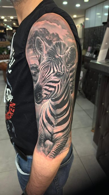 Zebra Tattoo. Tattoo von Anne Schwarte.